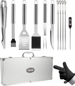 BBQ Accesoires Set Met Thermometer, Handschoenen, Bbq Tang, Bbq Borstel Van Zedar