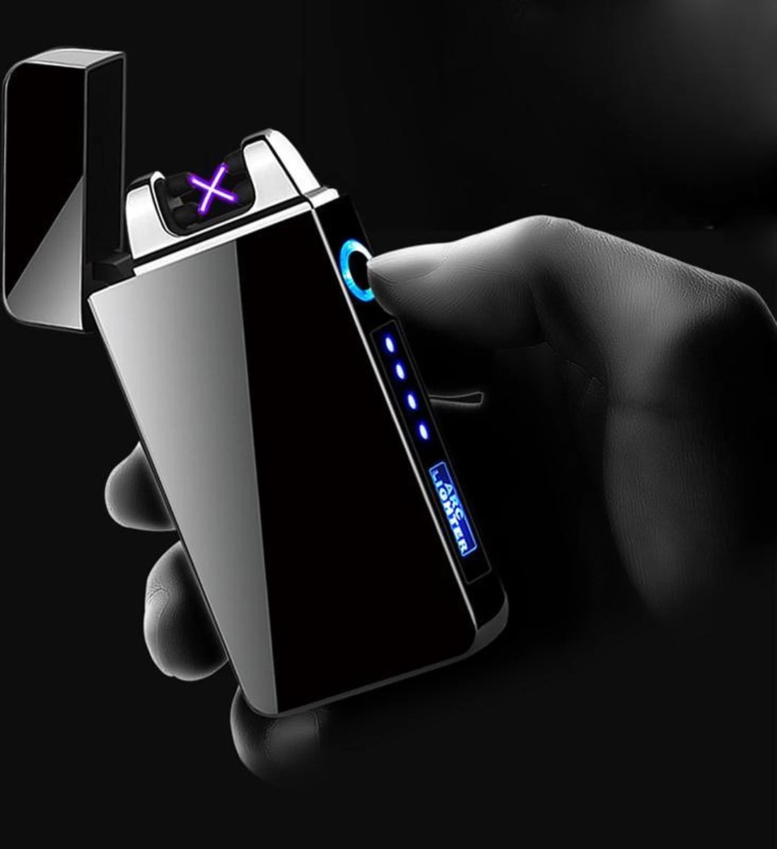 Merkloos Cuberna Elektrische Plasma USB Aansteker Met Batterij Indicator Ice Black - Wind En Storm Bestendig - Geschikt Voor Kaarsen, Vuurwerk, Sigaretten En BBQ - Afbeelding 5