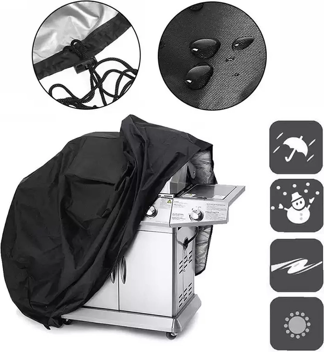 TammaT - BBQ Hoes - Waterdichte Beschermhoes - UV Bescherming - Maat L 170 X 61 X 117 Cm - Met Trekkoord - Afbeelding 8
