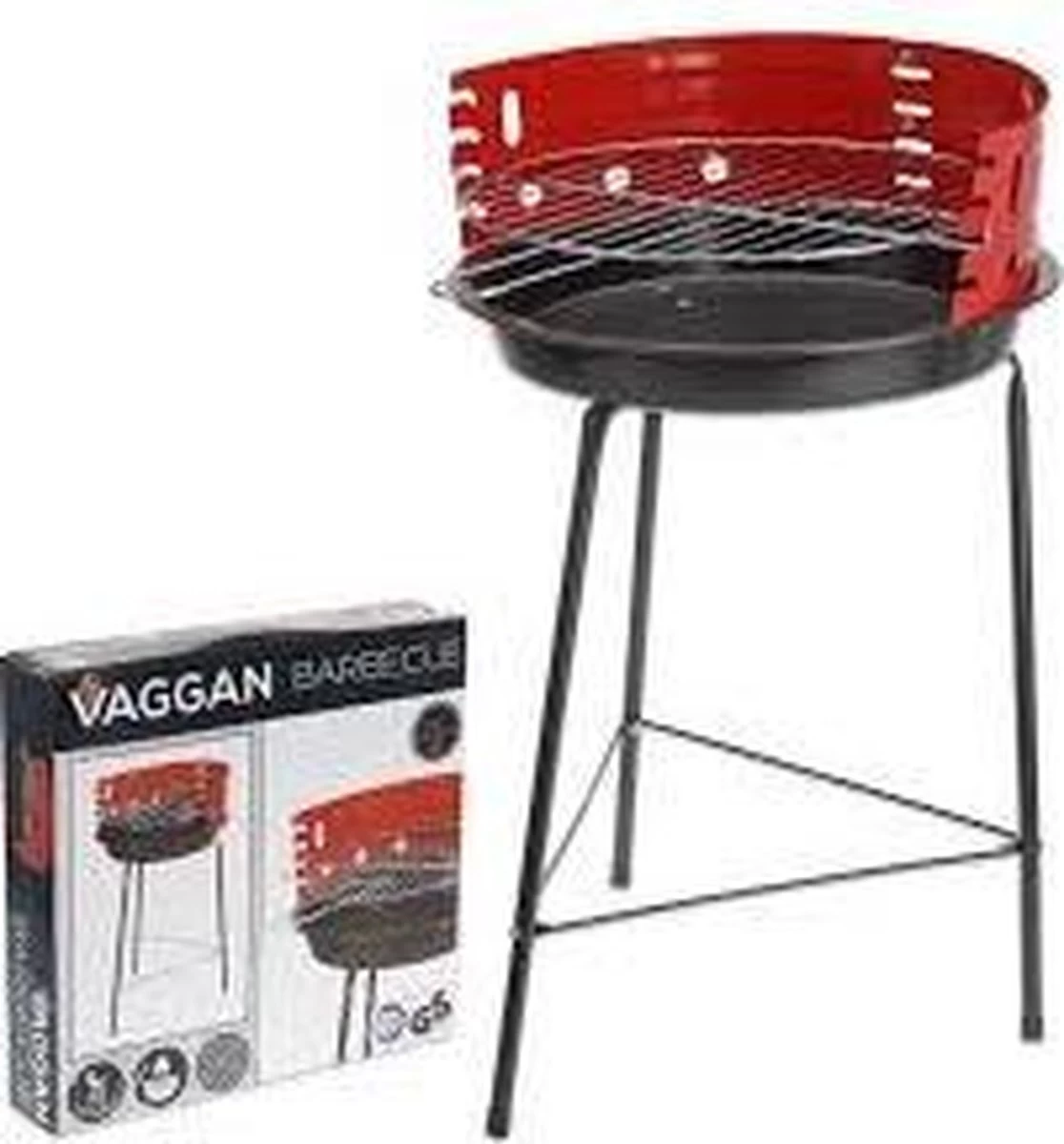 Houtskoolbarbecue Ø33 Cm | Verstelbare Grill BBQ | Halfopen | Zwart / Rood - Afbeelding 9