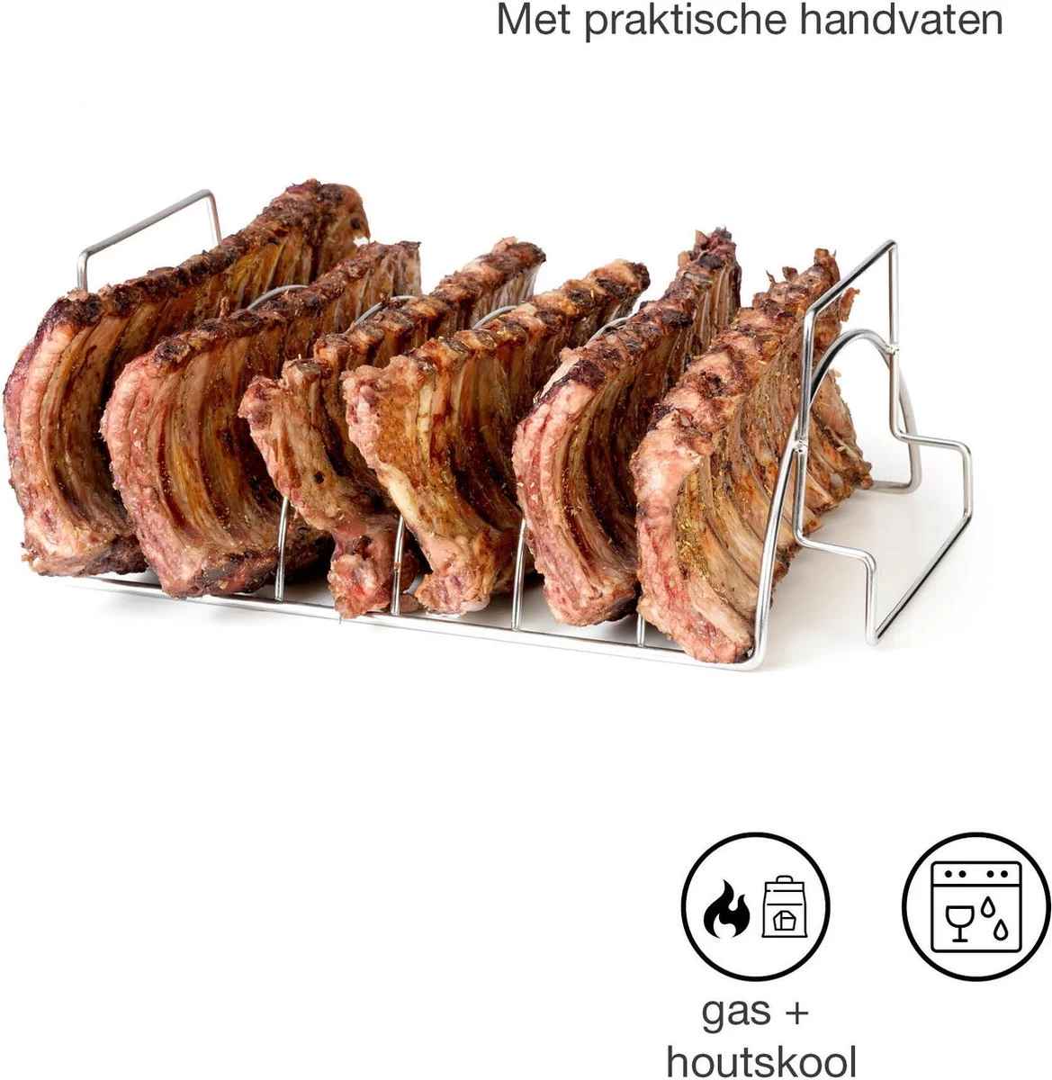 Barbecook Vlees & Ribrek - Spareribs Houder - RVS - Inox Barbecook Vlees & Ribrek - Spareribs Houder - RVS - Inox - Afbeelding 7