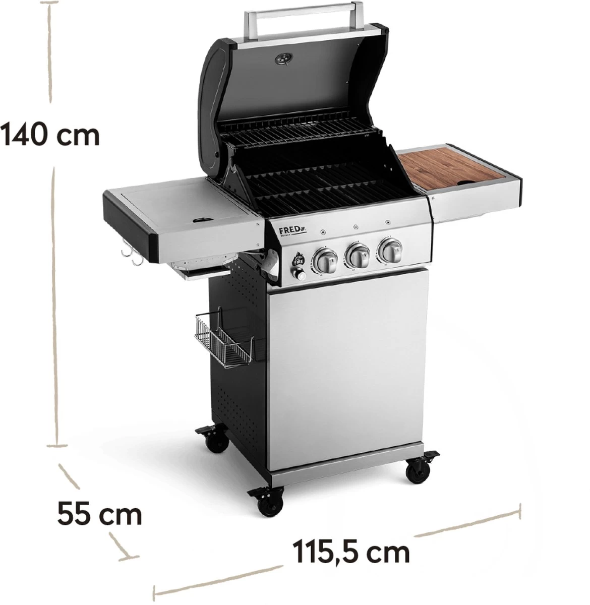 Burnhard Gas BBQ FRED JR. Deluxe - 2 Branders - Incl. Keramische Infraroodbrander & Afdekhoes - Deluxe - Afbeelding 17