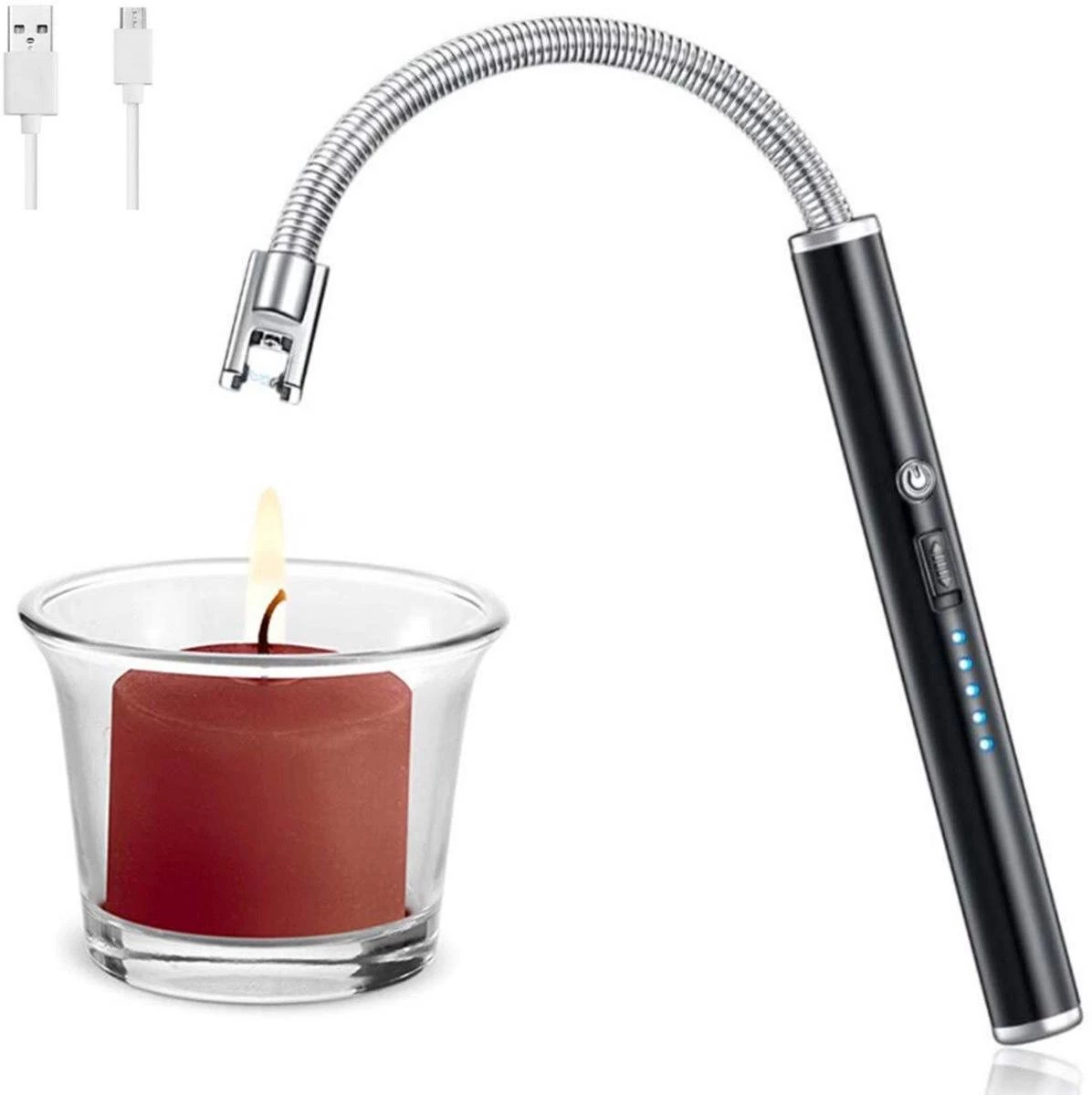 Merkloos BBQ Aansteker Oplaadbaar Met Usb Kabel - Elektrische Keuken Aansteker - Flexibele Aansteker - Zwart - Afbeelding 2