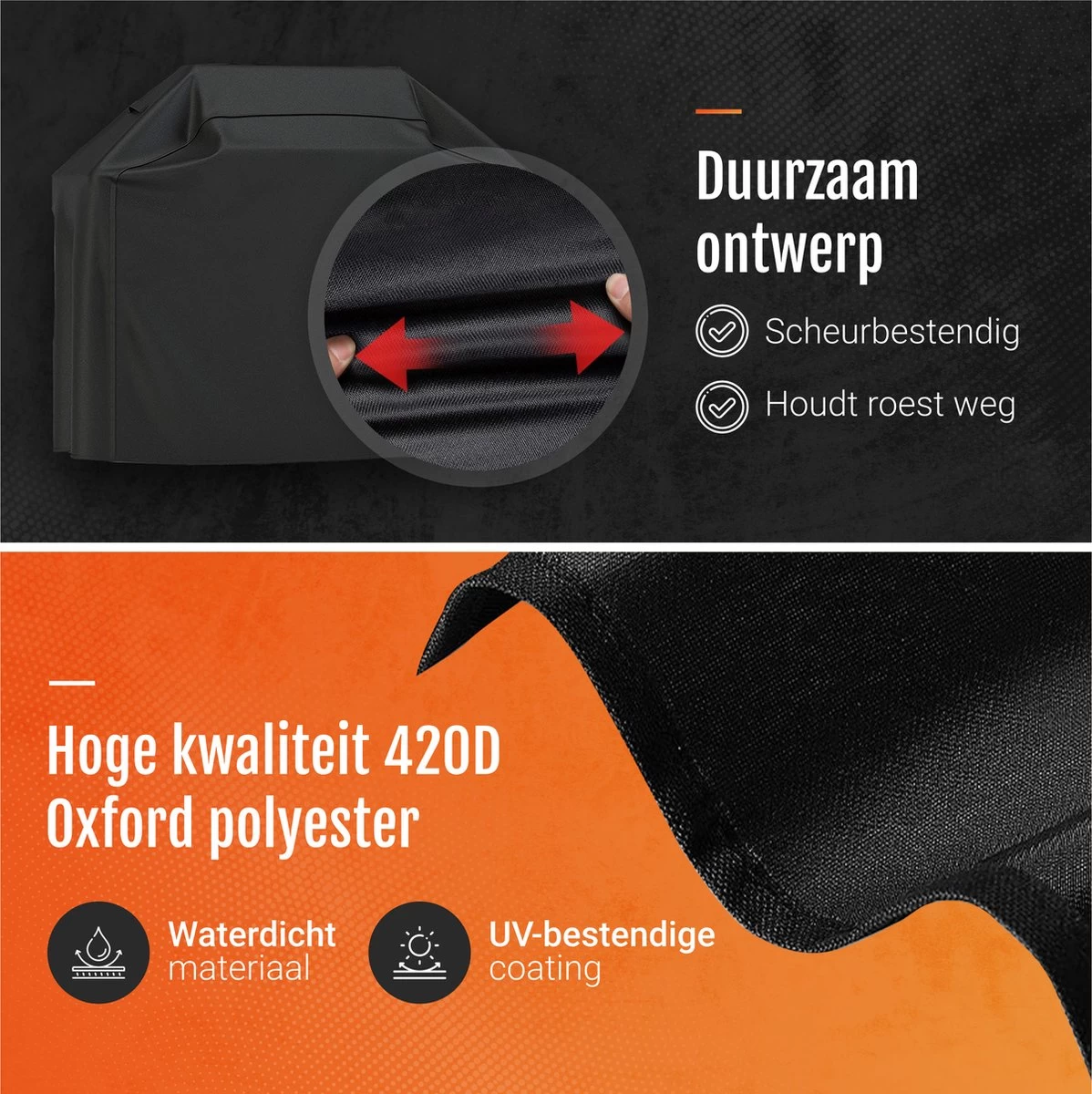 GrillX Barbecue Hoes - 170 X 61 X 117cm - BBQ Hoes Waterdicht - Beschermhoes Inclusief Trekkoord - BBQ Accesoires - Afbeelding 3