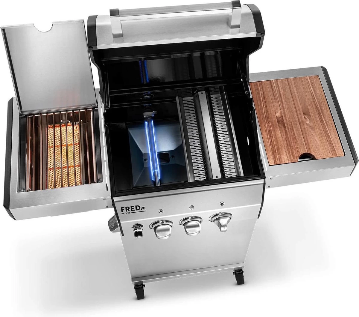 Burnhard Gas BBQ FRED JR. Deluxe - 2 Branders - Incl. Keramische Infraroodbrander & Afdekhoes - Deluxe - Afbeelding 10