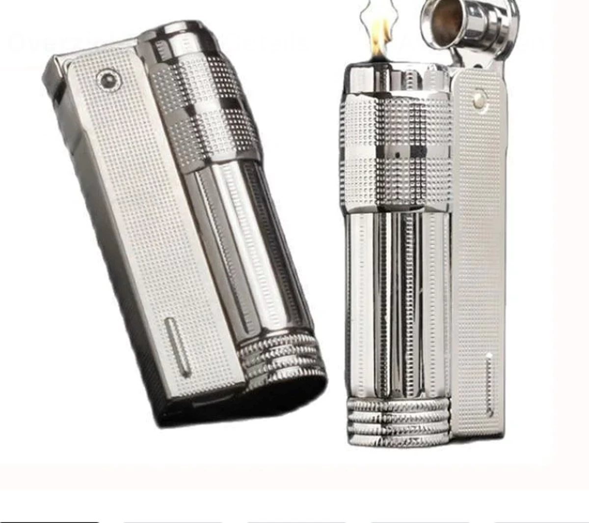 Merkloos Aansteker Metaal In De Kleur Silver Op Benzine - Afbeelding 2
