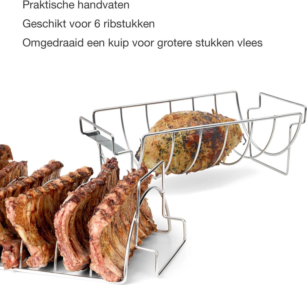 Barbecook Vlees & Ribrek - Spareribs Houder - RVS - Inox Barbecook Vlees & Ribrek - Spareribs Houder - RVS - Inox - Afbeelding 5