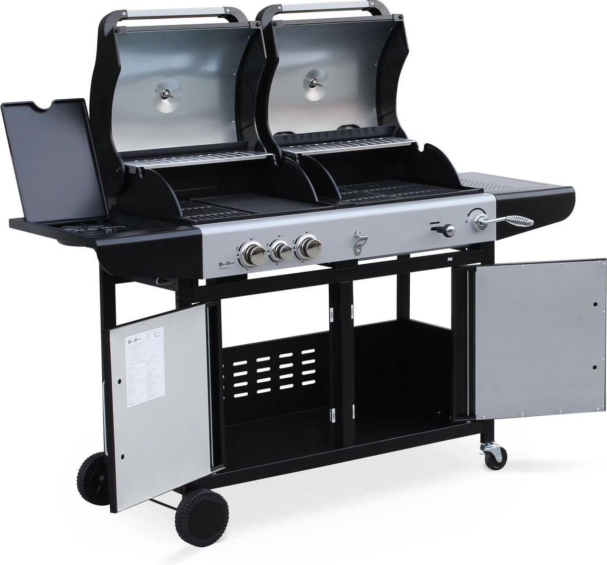 Alice's Garden Houtskool Barbecue - Grilloppervlak (LxB) 41 X 44 Cm - Gas En Houtskool - 3 Branders - Marsac Zwart - Afbeelding 2