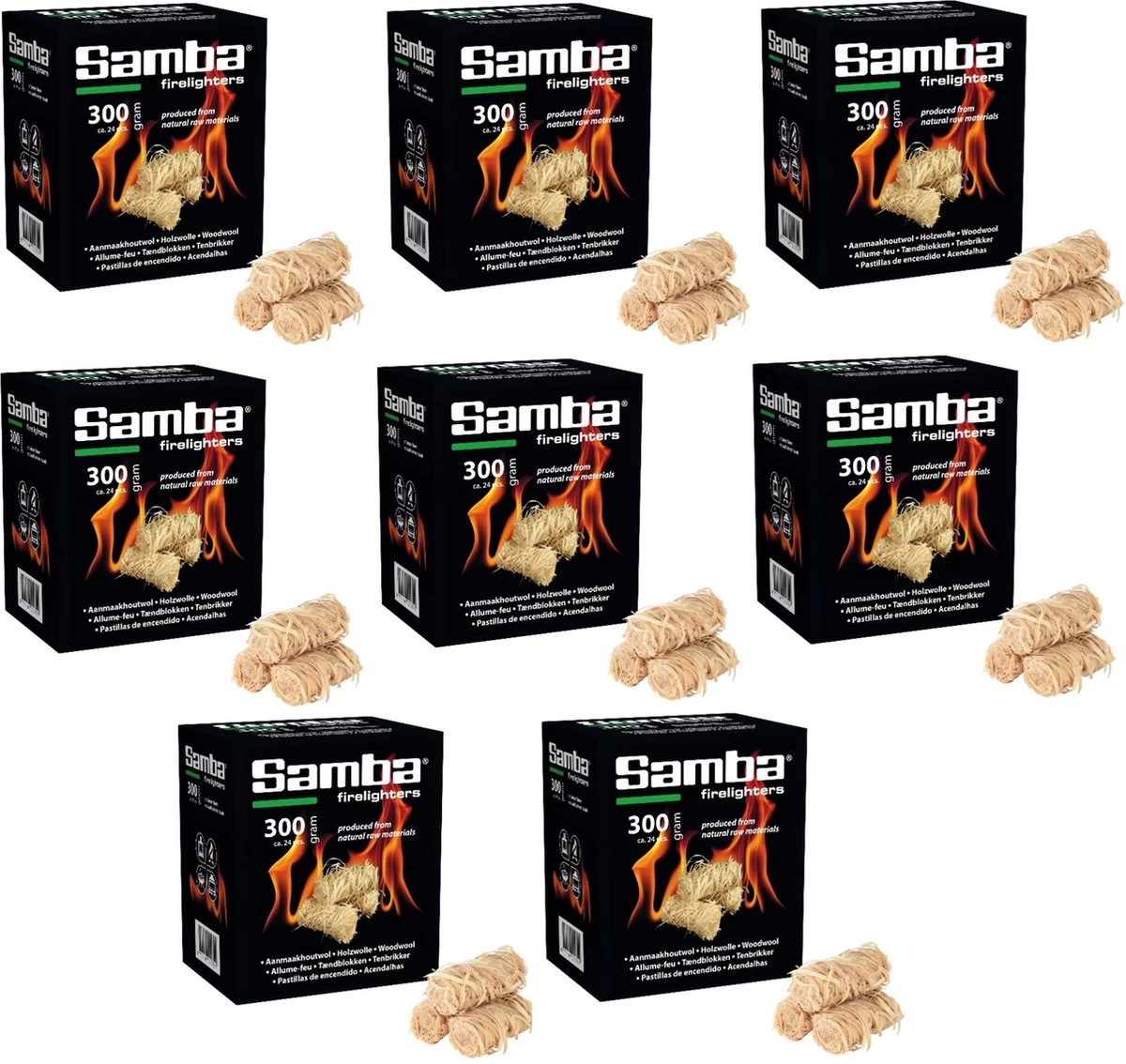 Samba Aanmaakhoutwol, Aanmaakkrullen, Wokkels á 192 Stuks - Omdoos