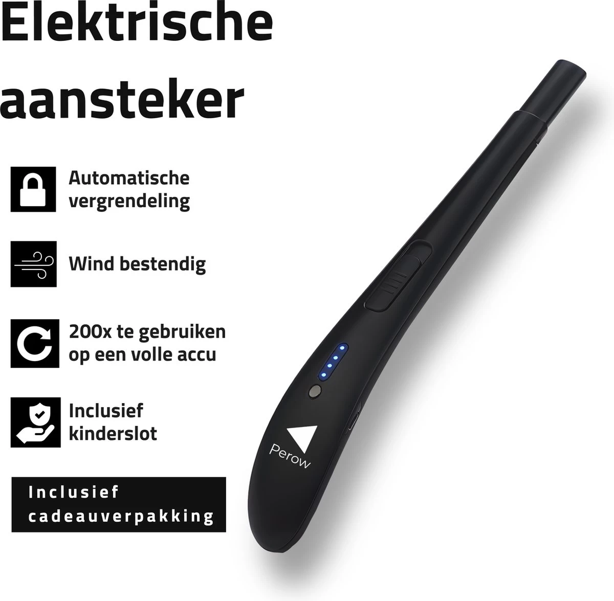 Oplaadbare Lange Elektrische Aansteker - Zwart - Duurzame Plasma Aansteker - Inclusief Cadeauverpakking - BBQ - Kaarsen - Afbeelding 2