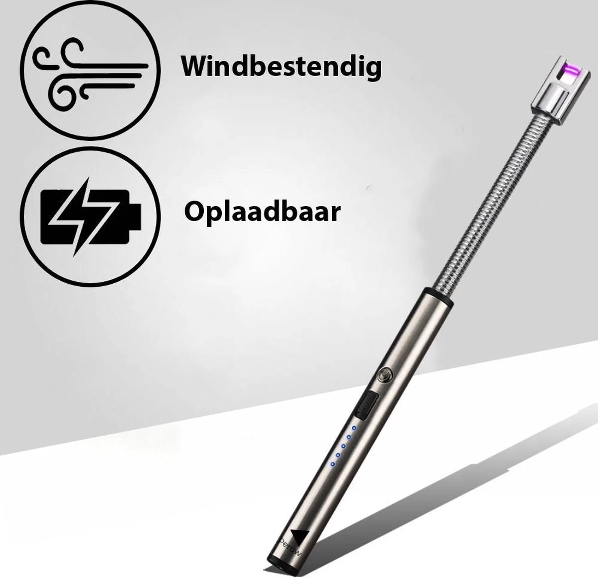 Oplaadbare Lange Elektrische Aansteker Buigbaar - Buigbare Aansteker - Duurzame Plasma Aansteker - Inclusief Cadeauverpakking - BBQ – Kaarsen – Zilver - Afbeelding 2