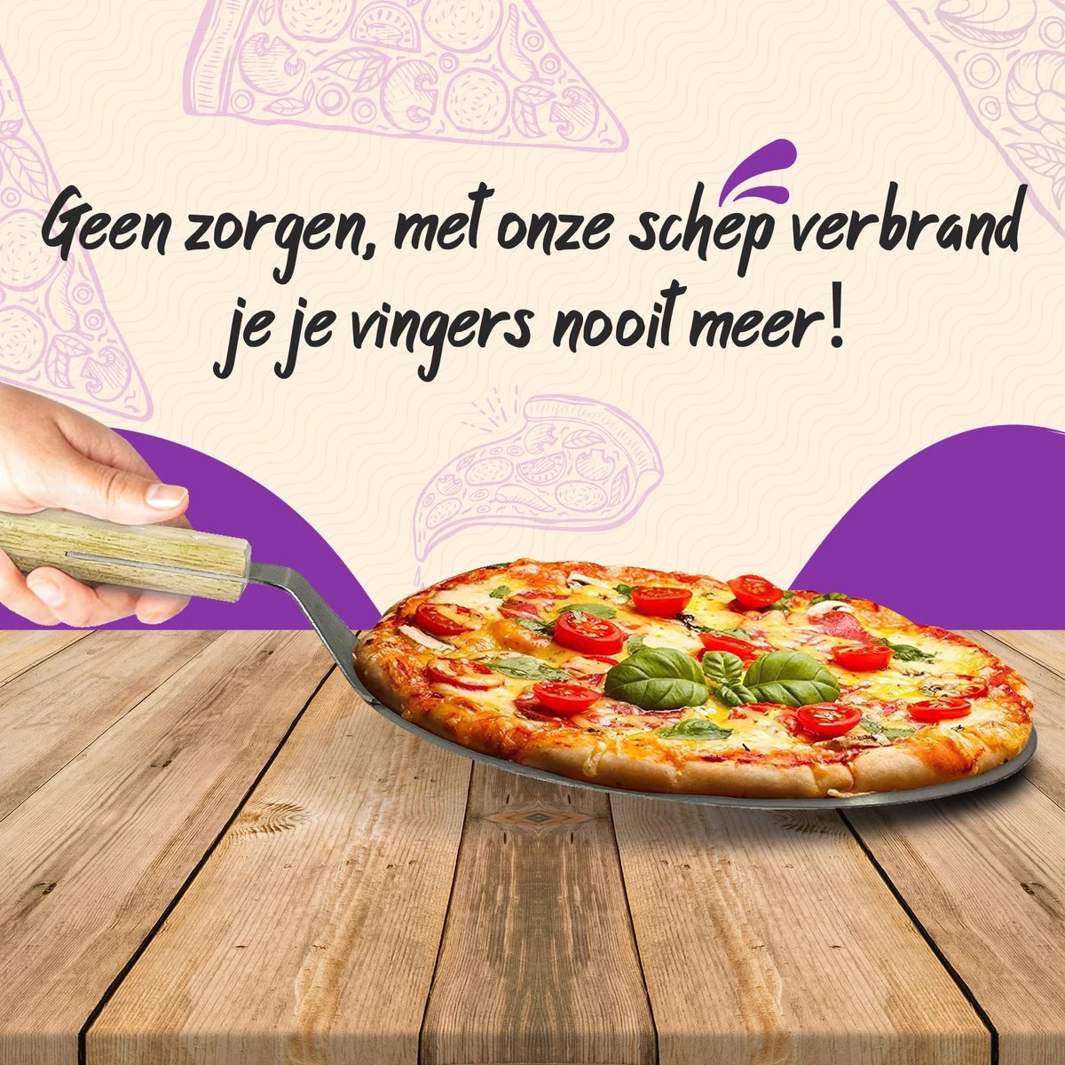 Nowad Pizzaschep RVS Rond Voor BBQ En Oven - 30,5 Cm - Pizzaspatel - Taartschep - Houten Handvat - Ophangbaar - Rond - Vaatwasbestendig - Keukenaccessoires - Afbeelding 6