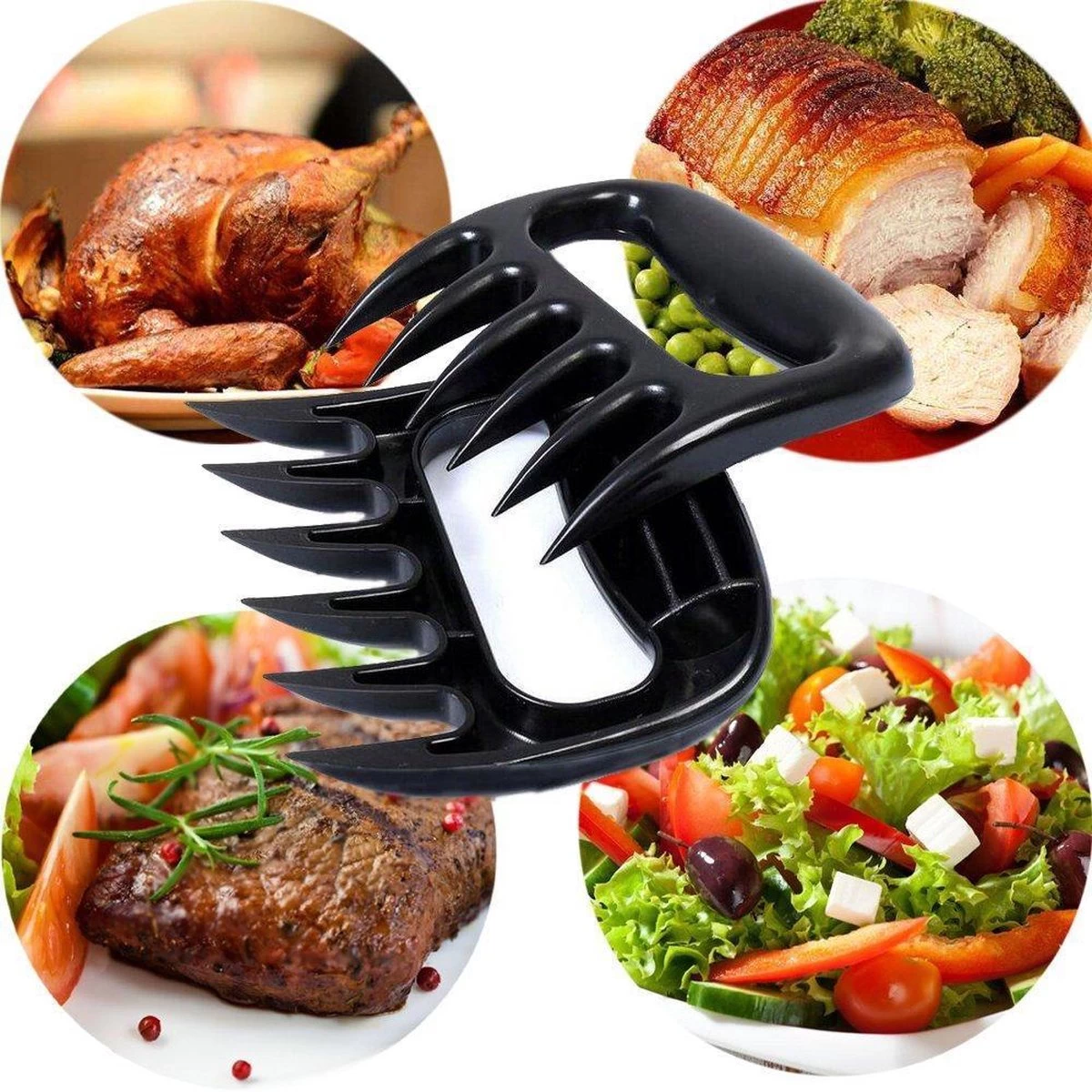 Merkloos Professionele Vleesshredders / Vleesklauwen | Meat Claws | BBQ | Bear Paws | Meat Shredders | Vlees Houders | Barbeque Accesoires | Pulled Pork Klauwen | 2 Stuks - Afbeelding 7