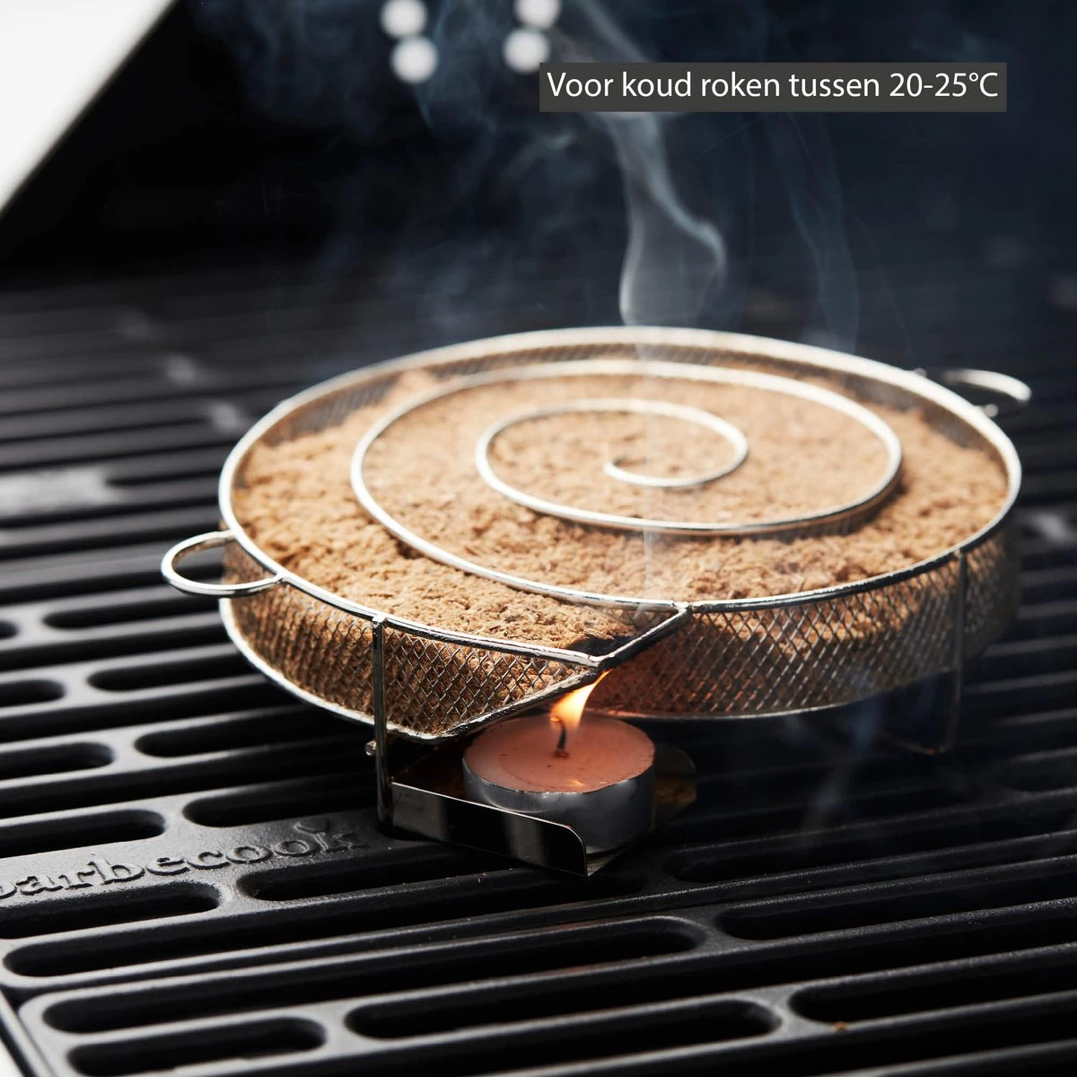Barbecook - Smokerbox - Starter Set Met 3 Soorten Rookmot - Rookgenerator - Rookdoos - Koud Roken BBQ/Barbeque - Cold Smoke - Spiraal - RVS - Ø 17 Cm - Afbeelding 3