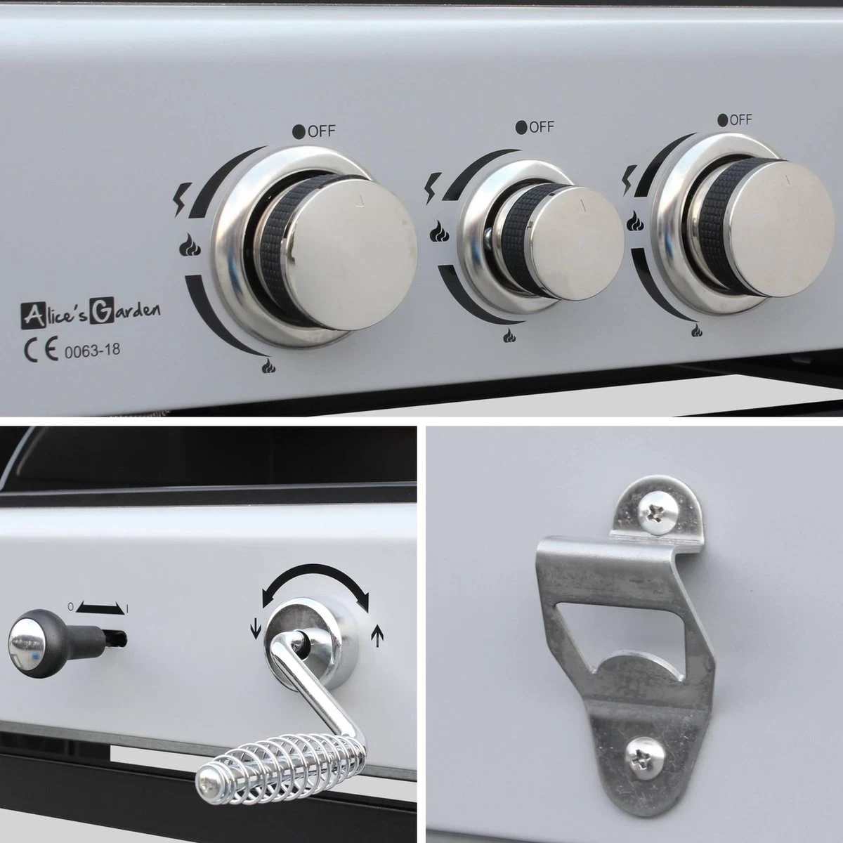 Alice's Garden Houtskool Barbecue - Grilloppervlak (LxB) 41 X 44 Cm - Gas En Houtskool - 3 Branders - Marsac Zwart - Afbeelding 4