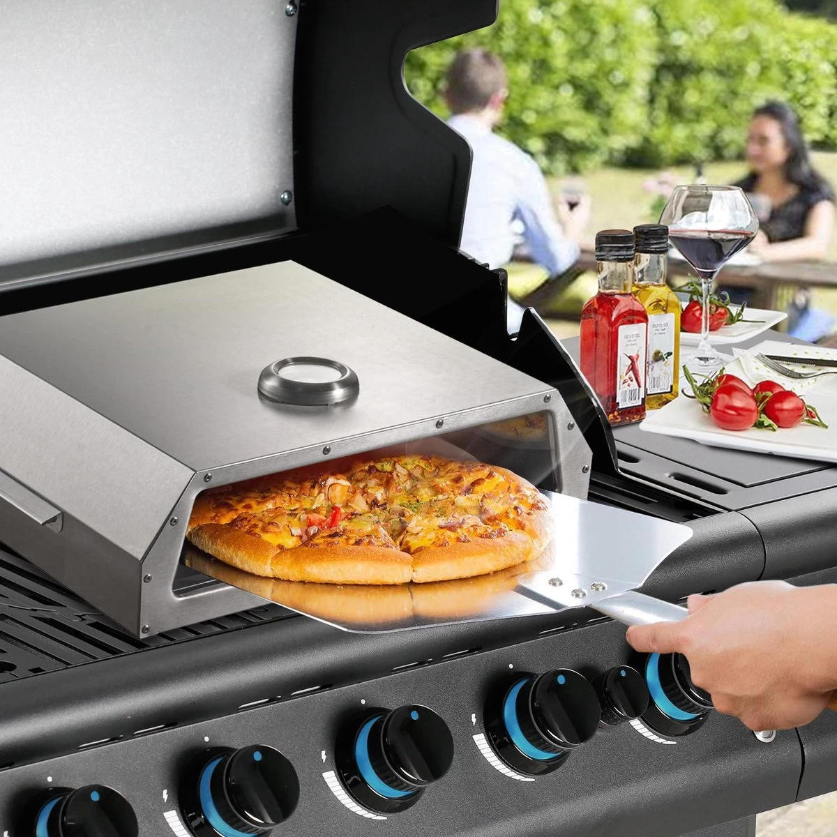 Bighorn Pizzaoven Met Pizzasteen Voor Barbecue - Grilloven - Draagbare - Edelstaal - Afbeelding 3