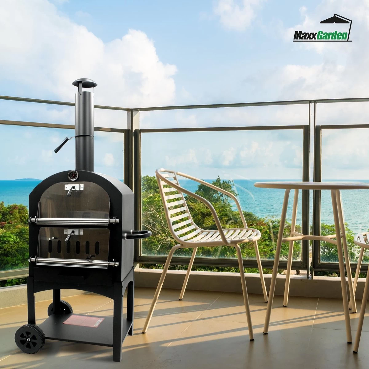 MaxxGarden Pizza Oven - Smoker Barbecue Op Hout, Houtskool Of Pellets - 45 X 65 X 158cm - Afbeelding 3