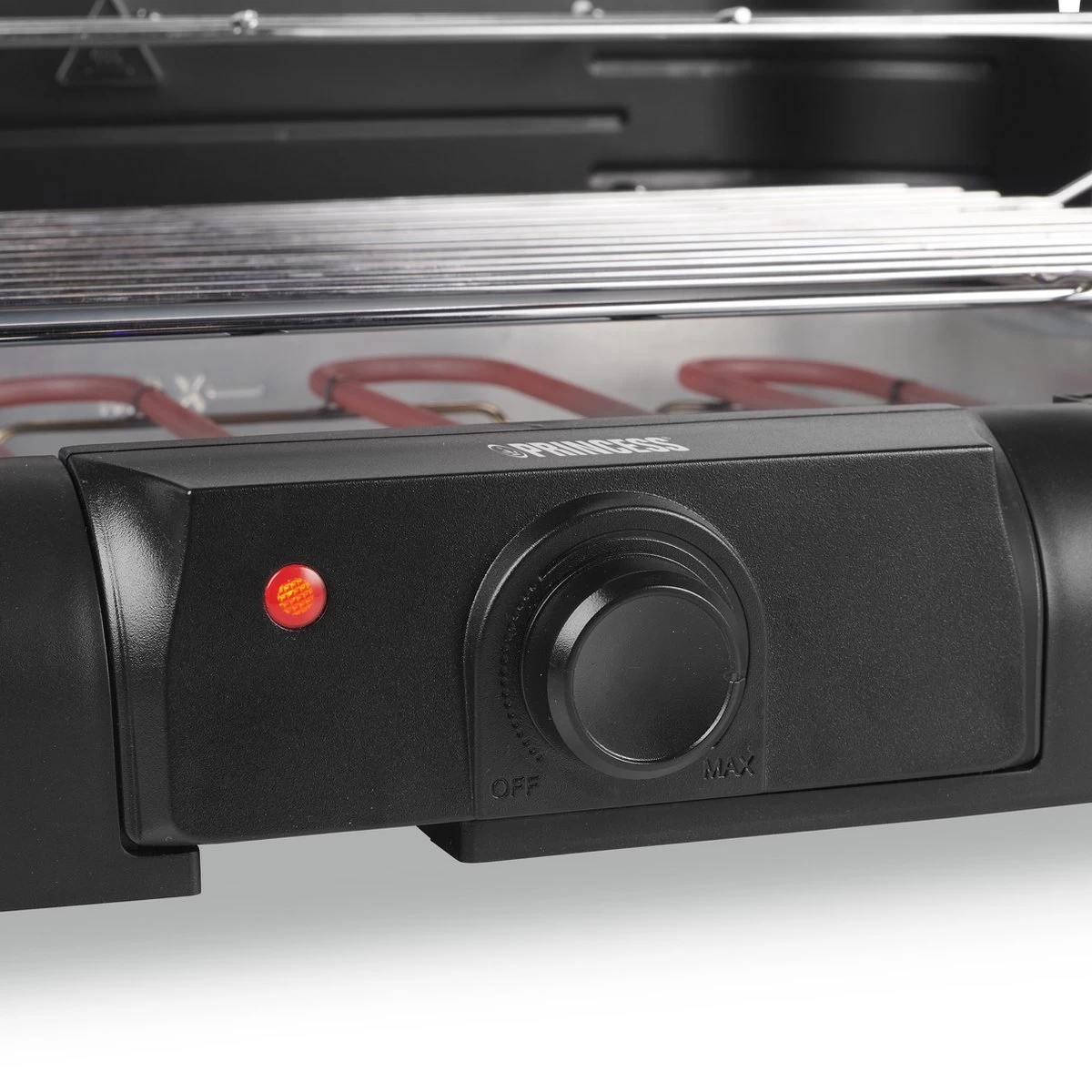 Princess 112250 Elektrische BBQ Met Zijplanken - BBQ - 40x25cm - Met En Zonder Statief Te Gebruiken - Met Zijplankjes - Ook Te Gebruiken Als Tafelgrill - 2200W - Afbeelding 5