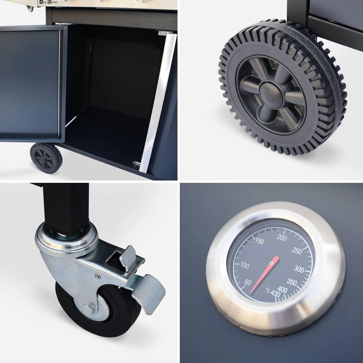 Alice's Garden Gas BBQ Bazin 4 - 5 Branders - Antraciet - Grilloppervlak 64,6x39,3cm - Afbeelding 3