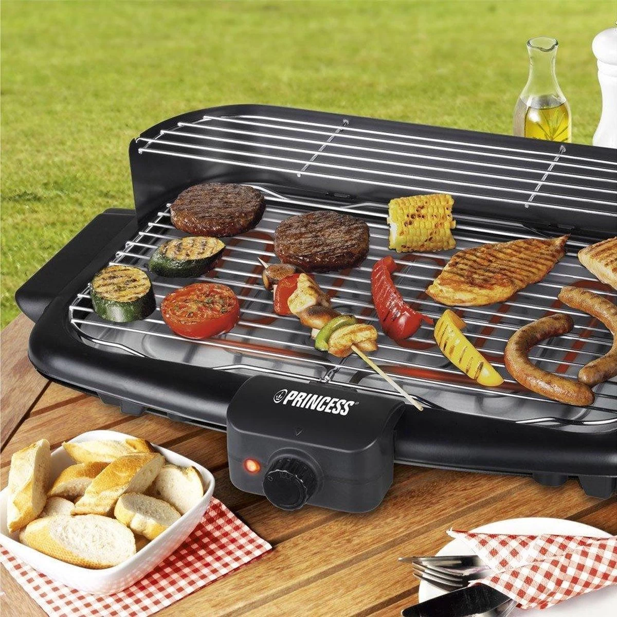 Princess 112247 Elektrische Barbecue – BBQ - Met En Zonder Statief Te Gebruiken - 47x28cm - 2000W - Afbeelding 3