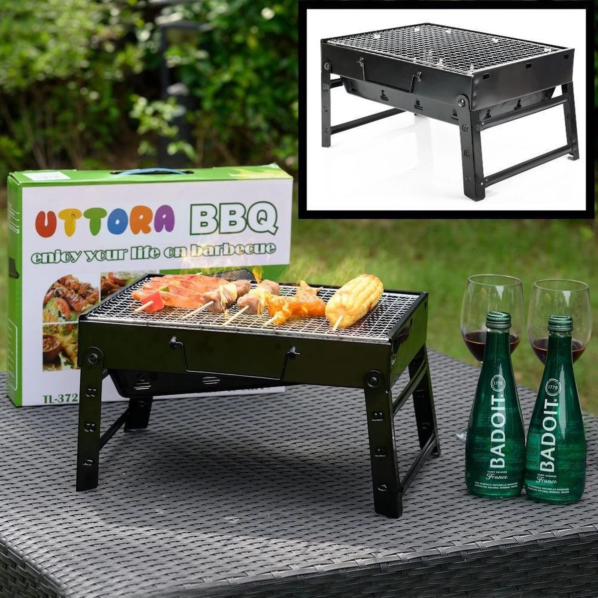 Merkloos Decopatent® Portable Houtskool BBQ - Barbecue - Inklapbaar - Barbecue Houtskool - Tafel Grill - Camping - Strand - Festival - Park