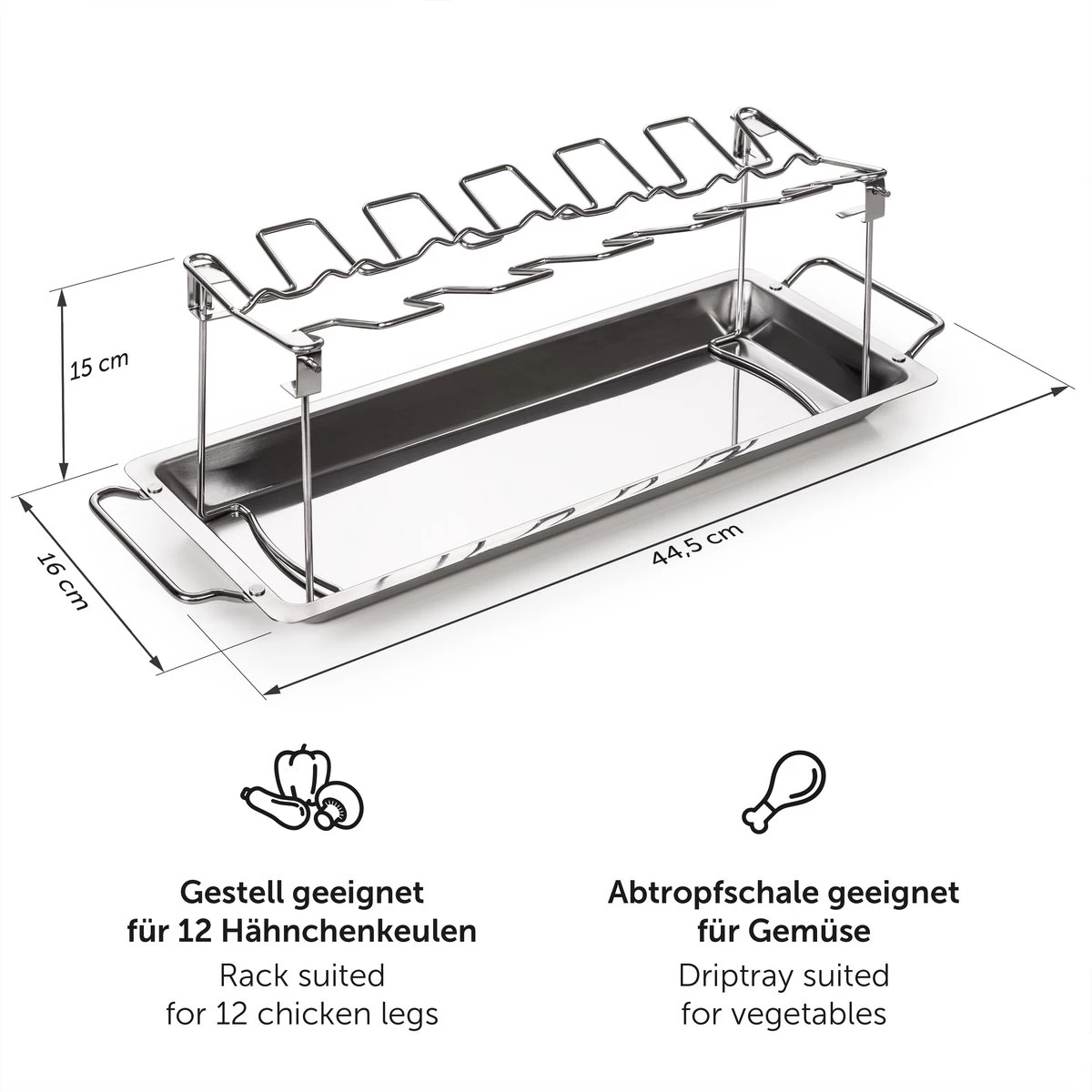 Blumtal BBQ Rek - Robuuste Roestvrijstalen Kippenpoot Rek - Voor 12 Poten - Kippengrillstandaard - Vaatwasmachinebestendig - Afbeelding 7