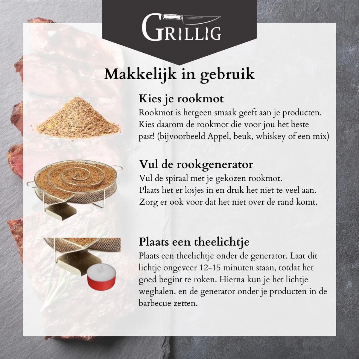 Grillig - Koud Rookgenerator - Cold Smoke Generator - Voor Het Koud Roken Van Vlees - Vis - Kaas - Noten - Afbeelding 2