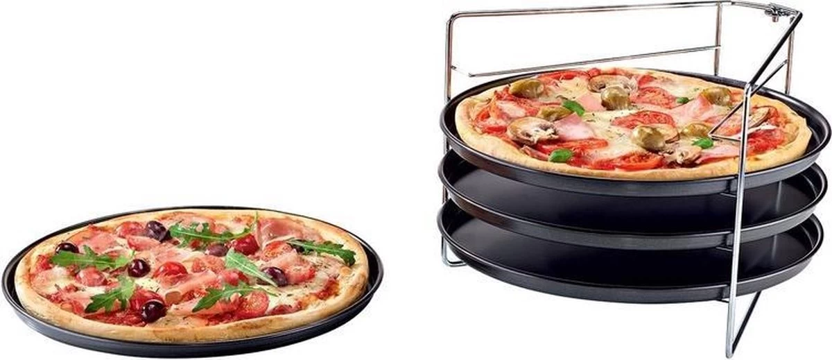 Pizza - Pizzarek - Pizza Oven - Zenker - Pizzabakset - 5 Delige Set Voor 4 Pizza's - Ø 28,5 Cm - Antiaanbaklaag Van ILAG® - Pizzaplaat - Pizza - Afbeelding 3