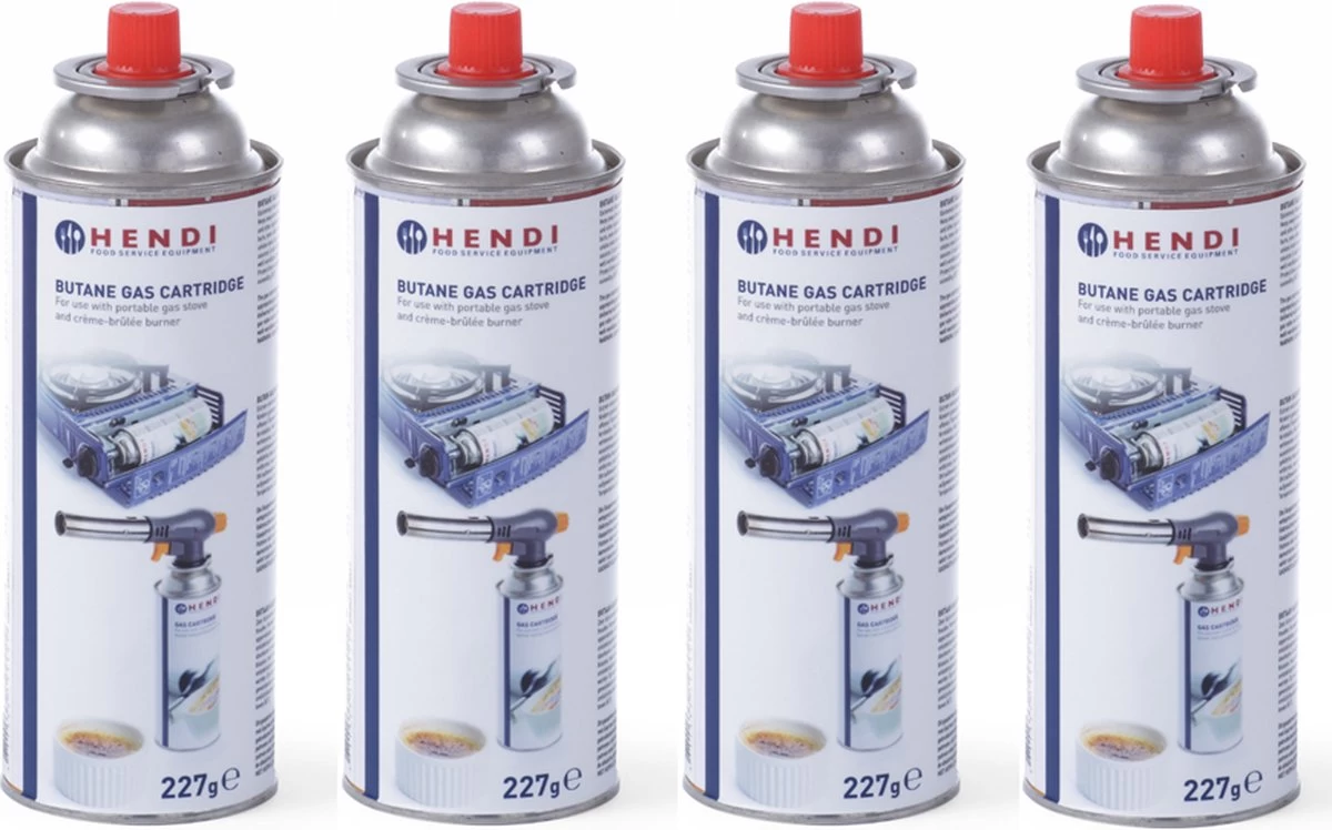 Hendi Gasbussen Butaan Navulling - 227g - Set Van 4