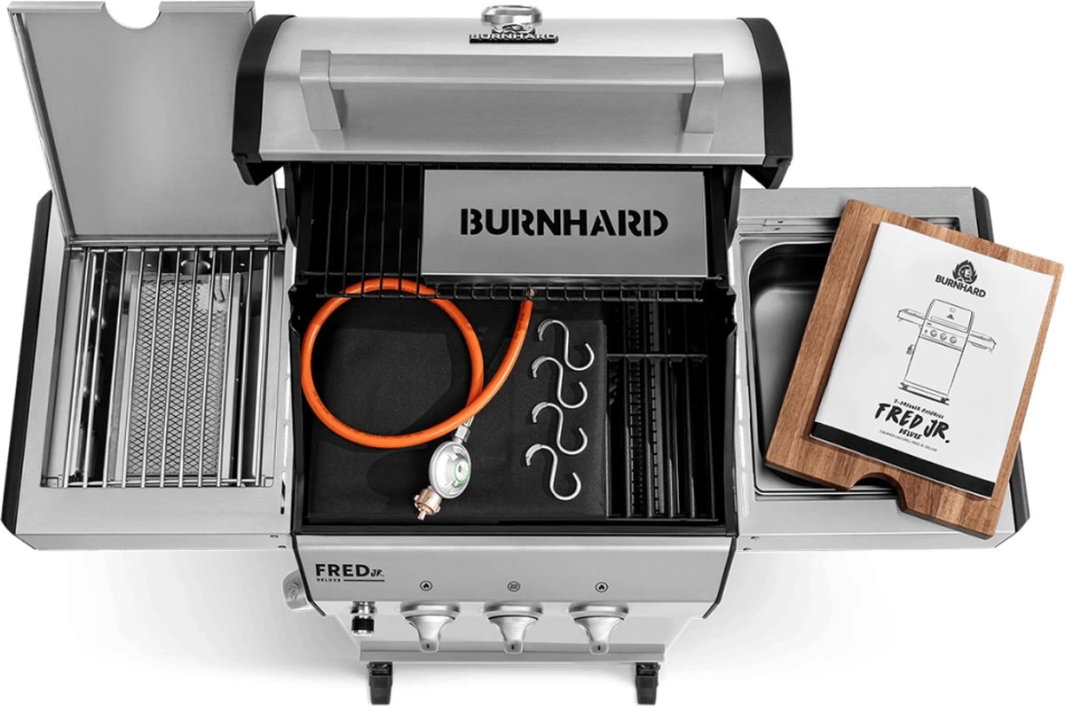 Burnhard Gas BBQ FRED JR. Deluxe - 2 Branders - Incl. Keramische Infraroodbrander & Afdekhoes - Deluxe - Afbeelding 16