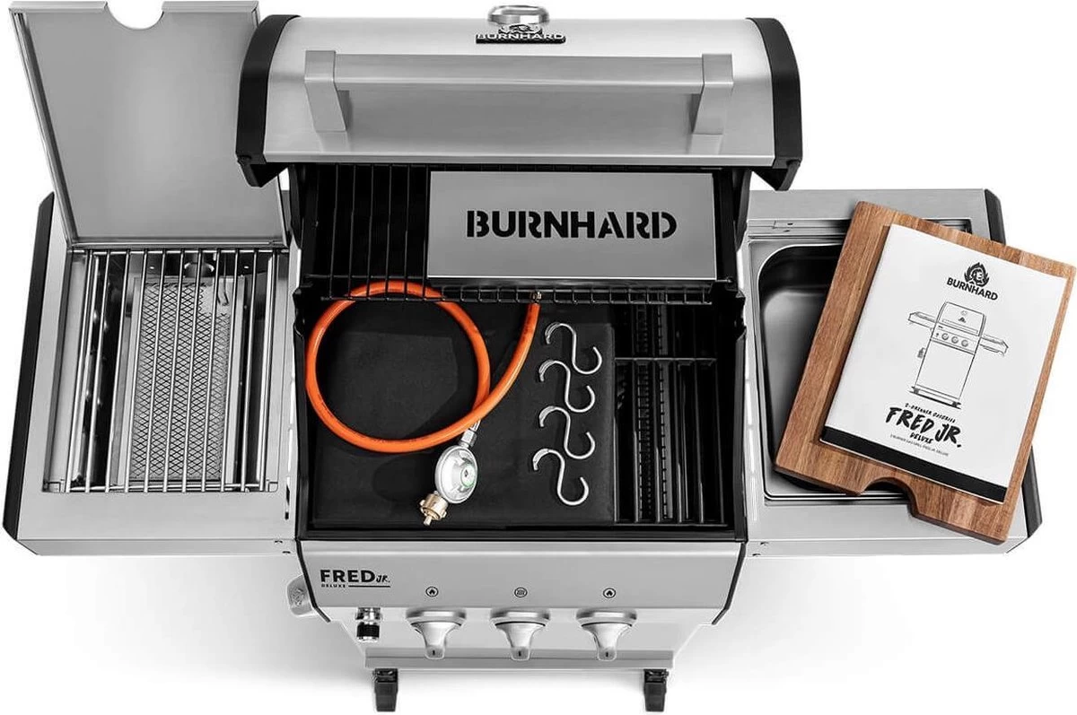 Burnhard Gas BBQ FRED JR. Deluxe - 2 Branders - Incl. Keramische Infraroodbrander & Afdekhoes - Deluxe - Afbeelding 3