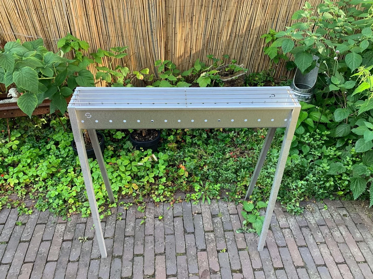 Spiedini Saté-bbq Bali 80 - Saté Houtskoolbarbecue Met Horizontaal Rooster - 80 Cm Lang, 11 Cm Breed - Materiaal: Gealuminiseerd Ijzer - Afbeelding 18