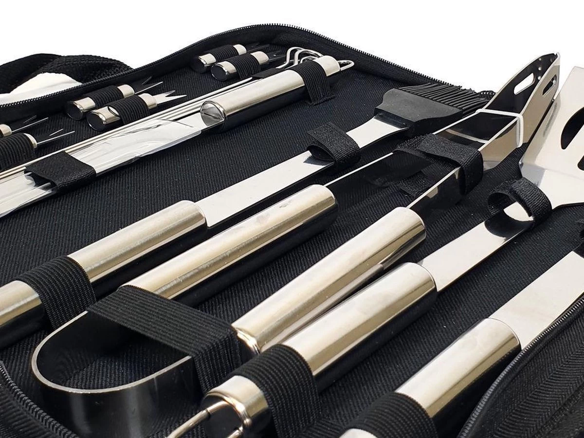 Krumble 18-delige Barbecue Set / Roestvrijstalen BBQ Set Van 18 / Inclusief Handige Opbergtas - RVS - Afbeelding 2