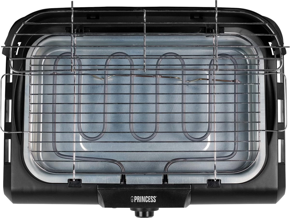 Princess 112250 Elektrische BBQ Met Zijplanken - BBQ - 40x25cm - Met En Zonder Statief Te Gebruiken - Met Zijplankjes - Ook Te Gebruiken Als Tafelgrill - 2200W - Afbeelding 2