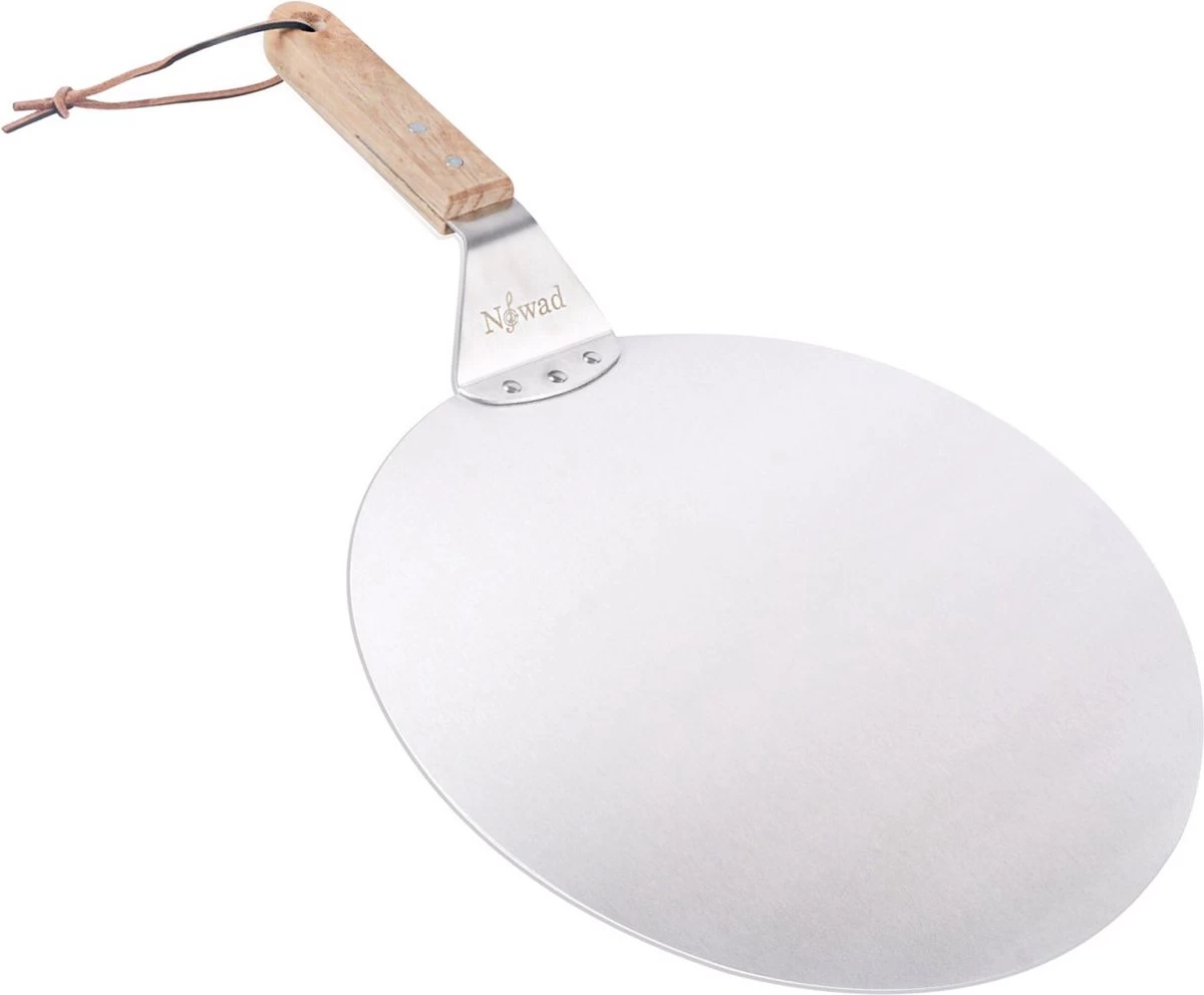 Nowad Pizzaschep RVS Rond Voor BBQ En Oven - 30,5 Cm - Pizzaspatel - Taartschep - Houten Handvat - Ophangbaar - Rond - Vaatwasbestendig - Keukenaccessoires - Afbeelding 15