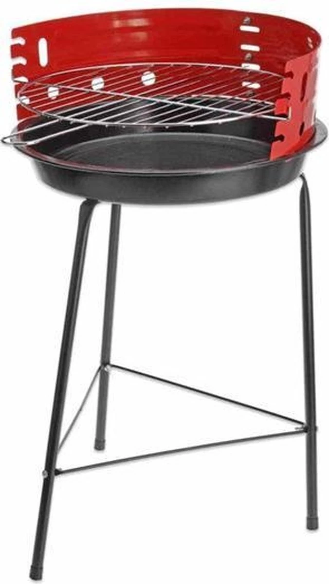 Houtskoolbarbecue Ø33 Cm | Verstelbare Grill BBQ | Halfopen | Zwart / Rood - Afbeelding 3