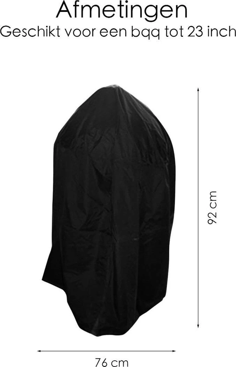 BBQ Beschermhoes - Voor Kamado - Universeel - Tot 23 Inch - Zwart - Afbeelding 4