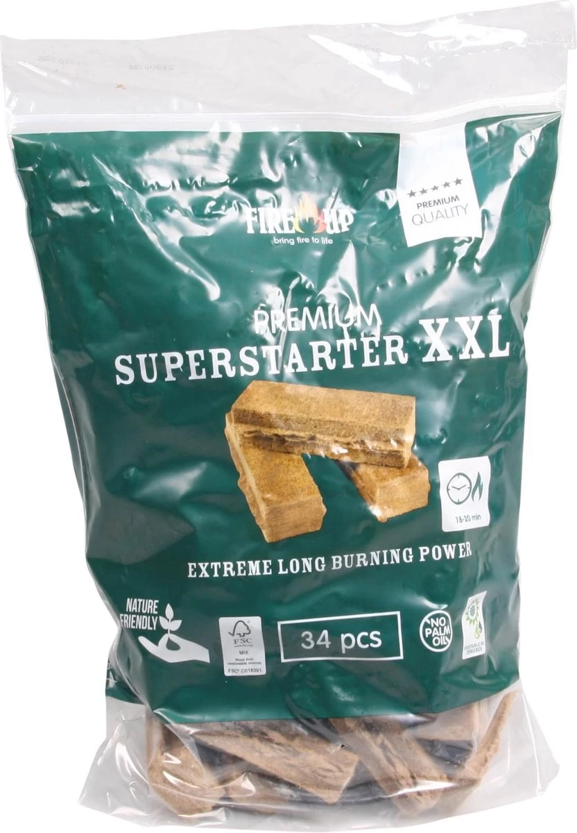 FIRE UP PREMIUM XXL SUPERSTARTERS 8 Zakken Van 34 ST - Afbeelding 2