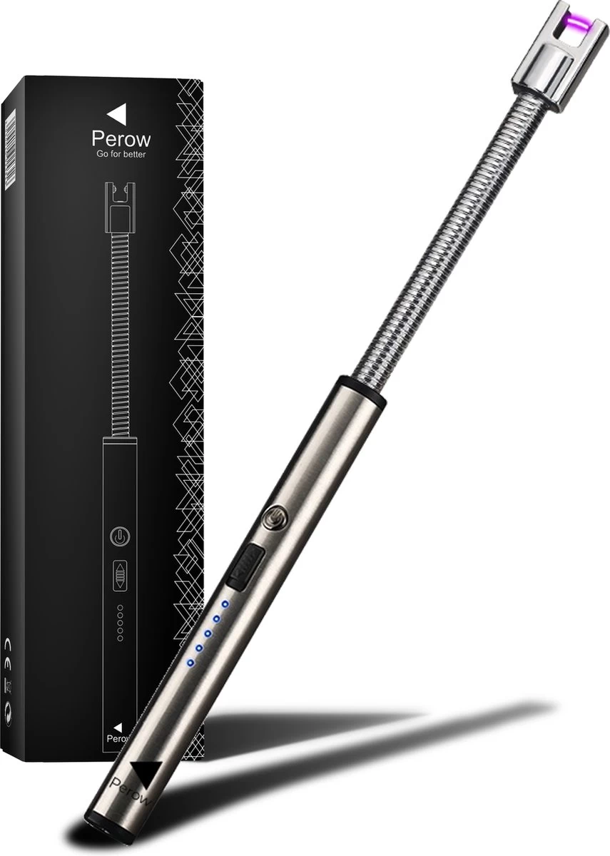 Oplaadbare Lange Elektrische Aansteker Buigbaar - Buigbare Aansteker - Duurzame Plasma Aansteker - Inclusief Cadeauverpakking - BBQ – Kaarsen – Zilver