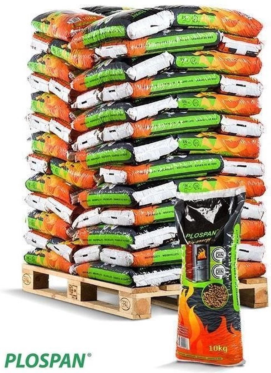 Plospan Houtpellets ENplus A1, DINplus A1, Better Biomass 78 Zakken A 10 Kg