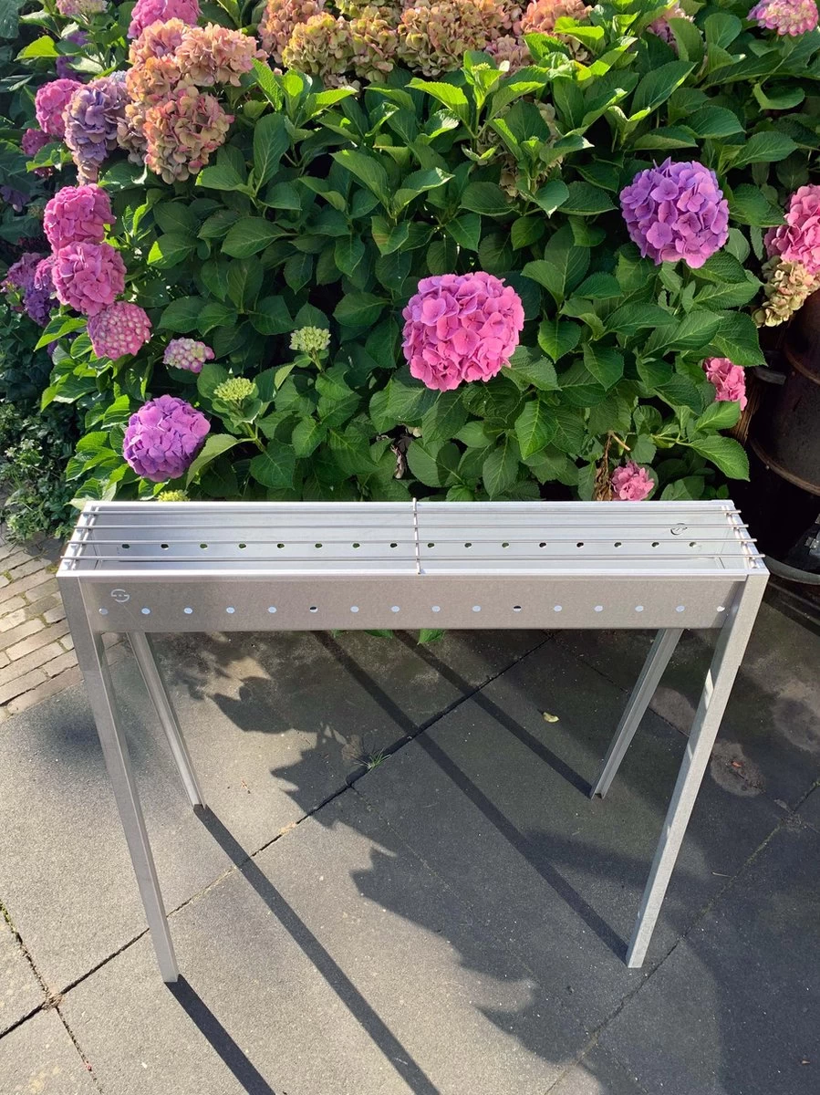 Spiedini Saté-bbq Bali 80 - Saté Houtskoolbarbecue Met Horizontaal Rooster - 80 Cm Lang, 11 Cm Breed - Materiaal: Gealuminiseerd Ijzer - Afbeelding 17